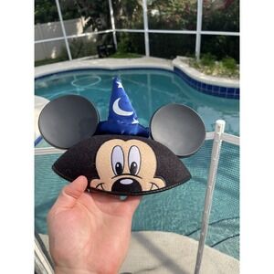 Disney Parks Fantasmic Sorcerer Wizard Mickey Mouse Ears Hat with Elastic Strap